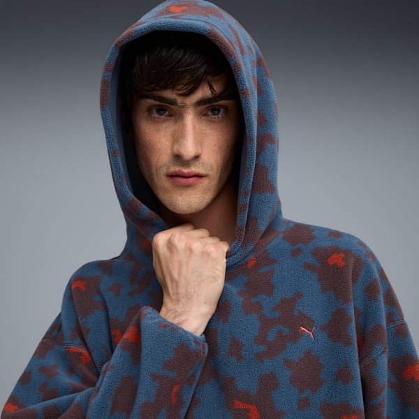 AOP Fleece Hoodie Men, Dark Indigo-AOP, extralarge
