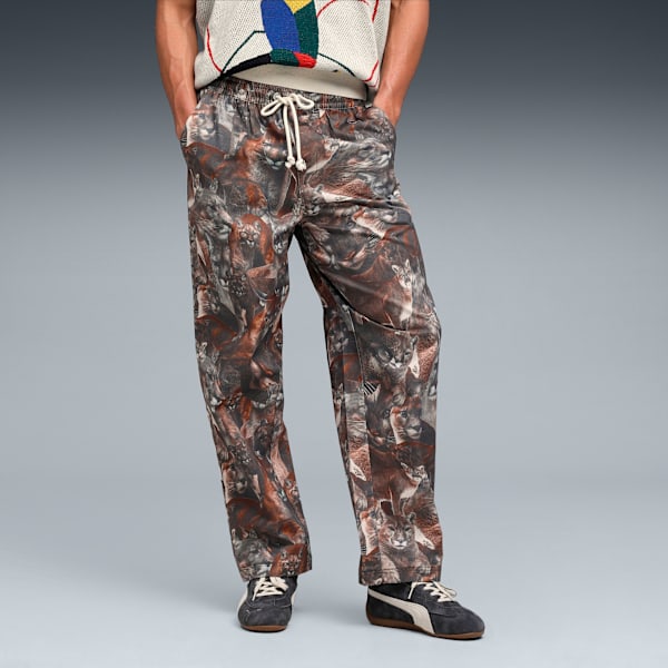Men's Relaxed All-Over-Print Twill Pants, Flat Bronze-AOP, extralarge-IND