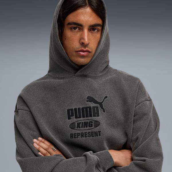 PUMA x REPRESENT Men's Oversized Hoodie, Flat Dark Gray, extralarge-IND