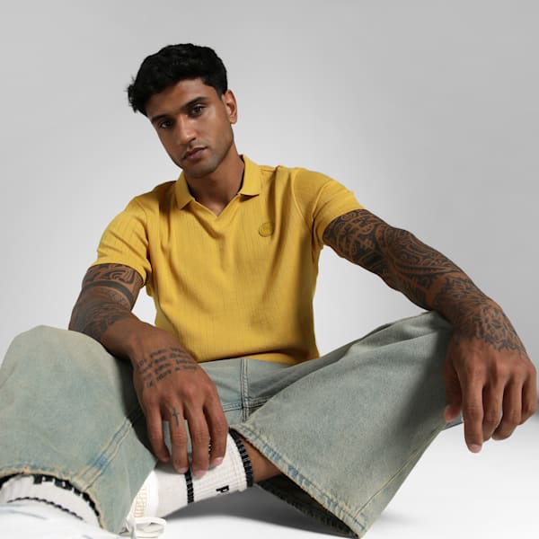 Premium Essentials Ribbed Polo, Archive Gold, extralarge-IND