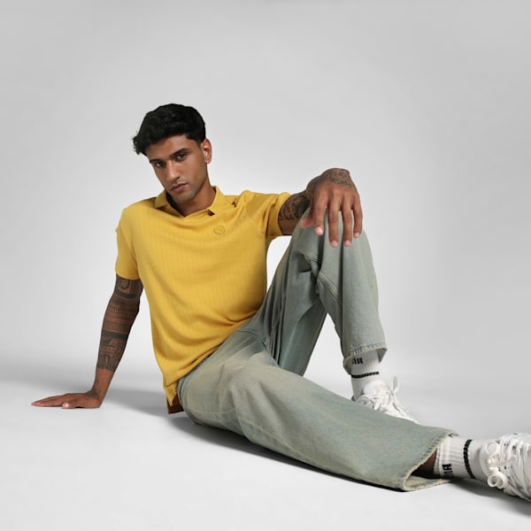 Premium Essentials Ribbed Polo, Archive Gold, extralarge-IND