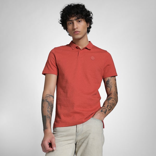 Men's Premium Essential Jacquard Polo, Red Fire, extralarge-IND