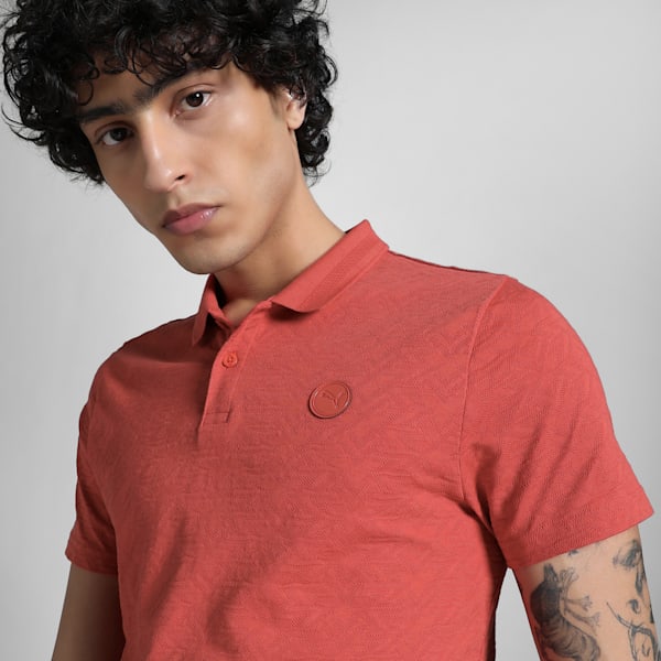 Men's Premium Essential Jacquard Polo, Red Fire, extralarge-IND