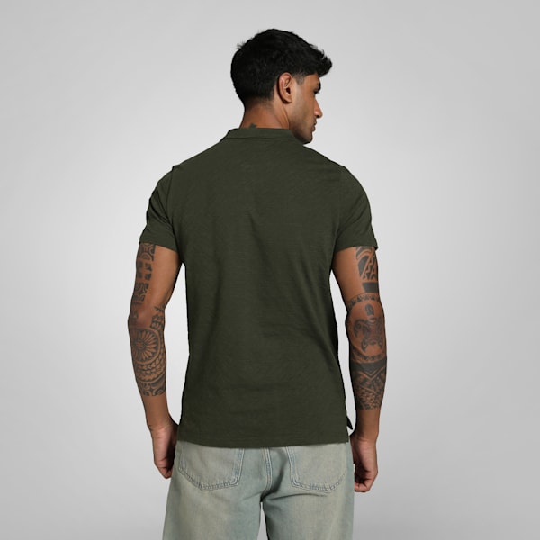 Men's Premium Essential Jacquard Polo, Dark Olive, extralarge-IND