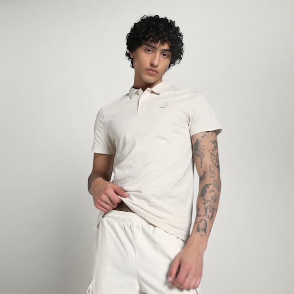 Men's Premium Essential Jacquard Polo, Alpine Snow, extralarge-IND