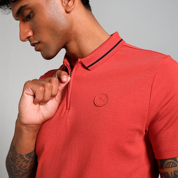 Men's Premium Essential Zippered Polo, Red Fire, extralarge-IND