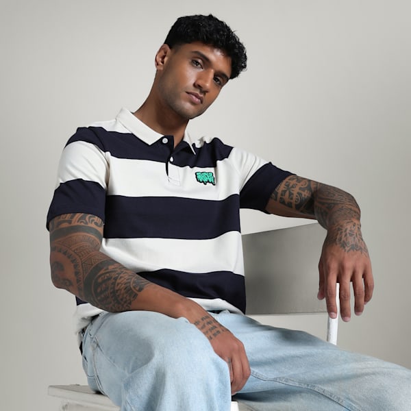 SUPER Men's Striper Polo, Alpine Snow, extralarge-IND