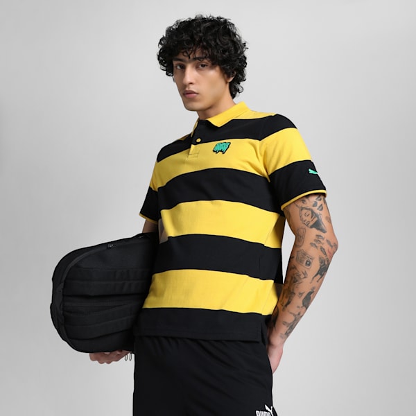 SUPER Men's Striper Polo, Sun Ray Yellow, extralarge-IND
