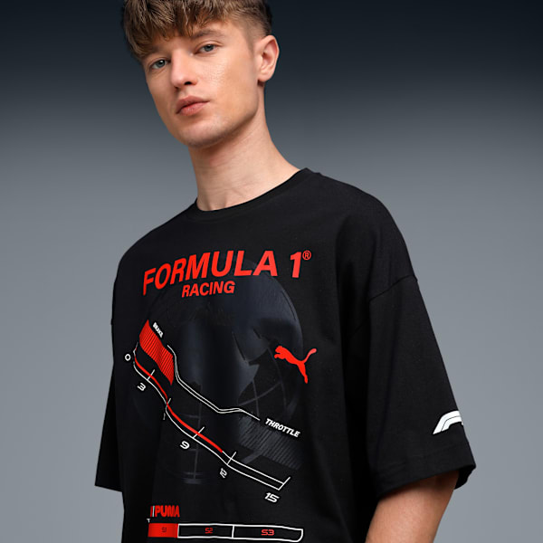 Formula 1 Men's Motorsport Relaxed Graphic T-shirt, PUMA Black, extralarge-IND