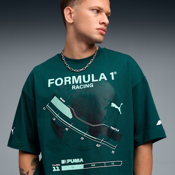 Formula 1 Men's Motorsport Relaxed Graphic T-shirt, Green Terrain, extralarge-IND