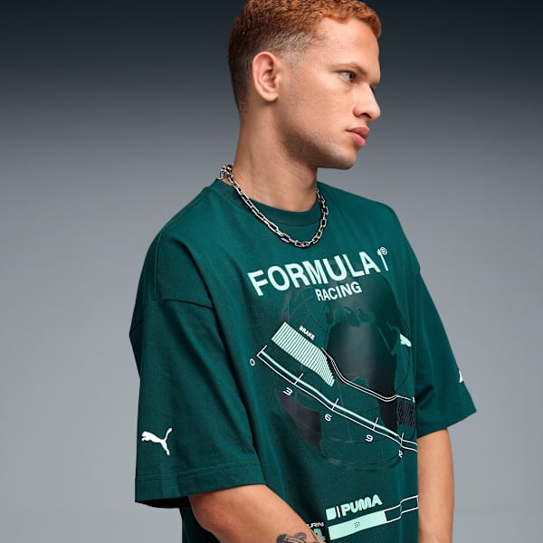 Formula 1 Men's Motorsport Relaxed Graphic T-shirt, Green Terrain, extralarge-IND