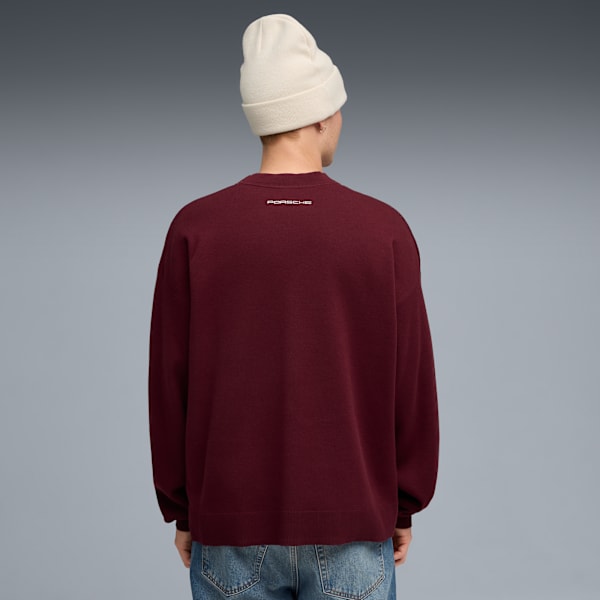 PUMA x PORSCHE LEGACY Lifestyle Knit Crew Neck Men, Ruby Shimmer, extralarge