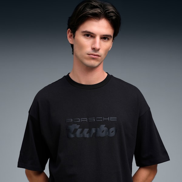 Porsche Legacy Men's Oversized Puff Print Tee, PUMA Black, extralarge-IND