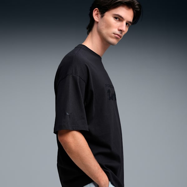Porsche Legacy Men's Oversized Puff Print Tee, PUMA Black, extralarge-IND