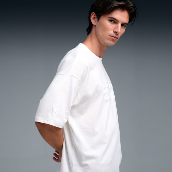 Porsche Legacy Men's Oversized Puff Print Tee, PUMA White, extralarge-IND