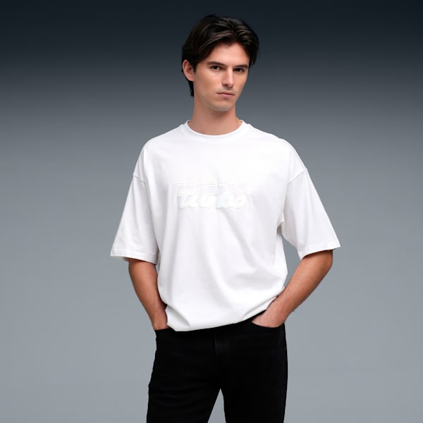 Porsche Legacy Men's Oversized Puff Print Tee, PUMA White, extralarge-IND