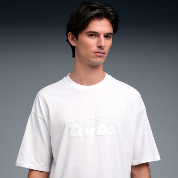 Porsche Legacy Men's Oversized Puff Print Tee, PUMA White, extralarge-IND