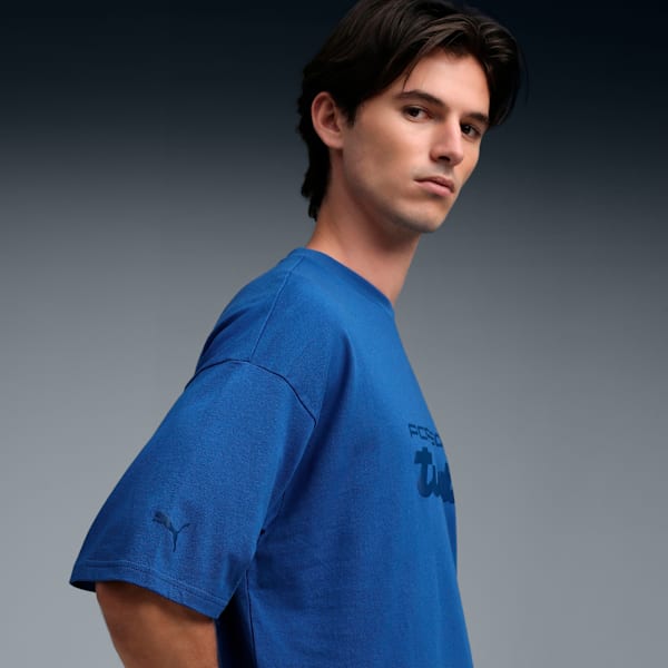 Porsche Legacy Men's Oversized Puff Print Tee, Clyde Royal, extralarge-IND