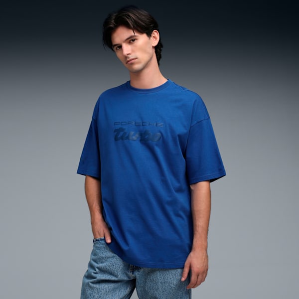 Porsche Legacy Men's Oversized Puff Print Tee, Clyde Royal, extralarge-IND