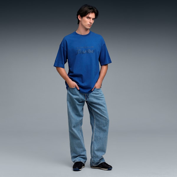 Porsche Legacy Men's Oversized Puff Print Tee, Clyde Royal, extralarge-IND