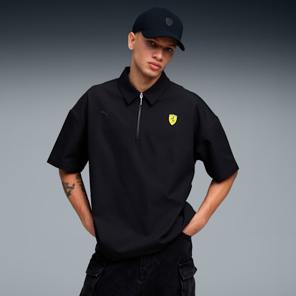 Ferrari Premium Men’s Regular Fit Motorsport Polo, PUMA Black, extralarge-IND