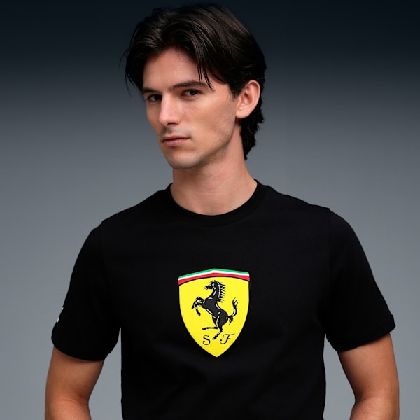 Ferrari Men's Cotton Colored Shield Tee, PUMA Black, extralarge-IND
