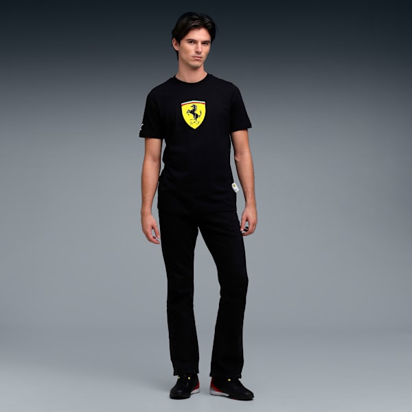 Ferrari Men's Cotton Colored Shield Tee, PUMA Black, extralarge-IND