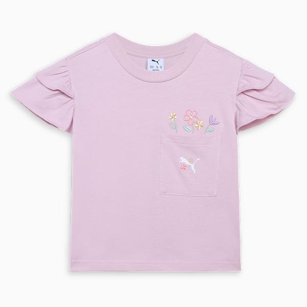 FLOWER FARM Youth Girl's Knitted Pocket T-shirt, Rose Mauve, extralarge-IND