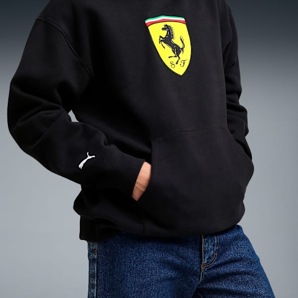 Ferrari Shield Men's Relaxed Fit Cotton Hoodie, PUMA Black, extralarge-IND