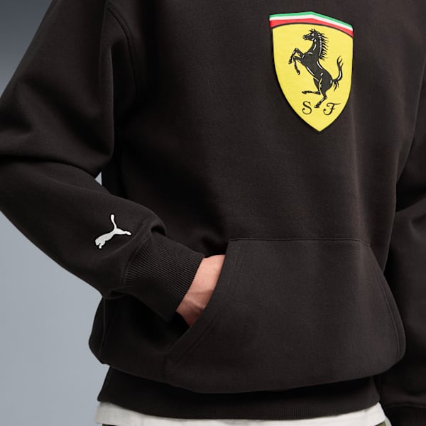 Chandail à capuchon écusson Ferrari Homme, PUMA Black, extralarge