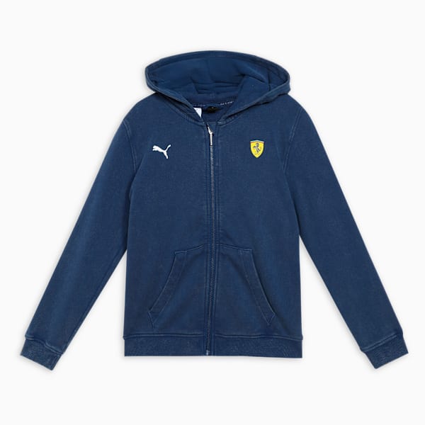 Ferrari Kids’ Hooded Full Zip Sweat Jacket, Persian Blue, extralarge-IND
