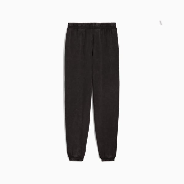 Black PUMA sweatpants for adults with elasticated waistband and ankle cuffs.
