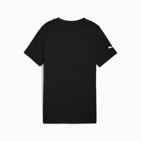 Black PUMA T-shirt for youth, featuring a logo on the sleeve.