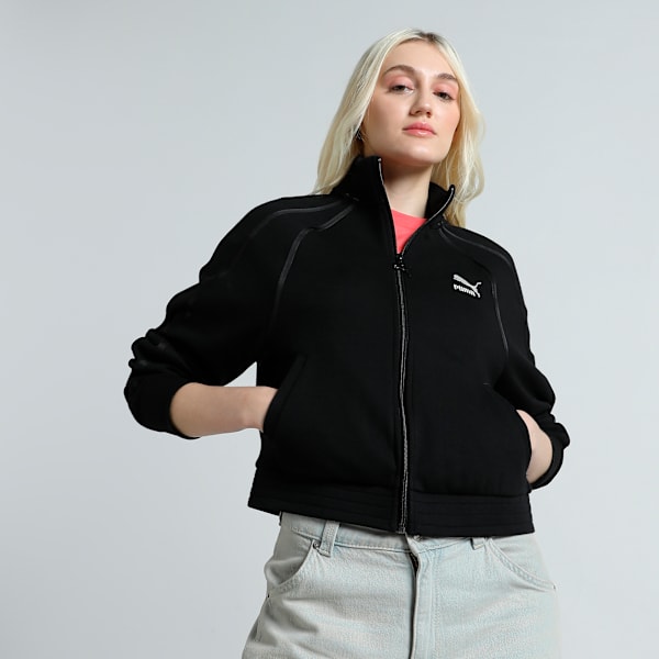 Women's T7 Relaxed Fit Track Jacket, PUMA Black, extralarge-IND