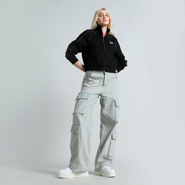 Women's T7 Relaxed Fit Track Jacket, PUMA Black, extralarge-IND