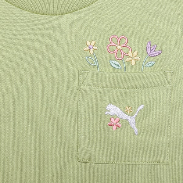 FLOWER FARM Girl's Casual Pocket T-shirt, Pistachio Green, extralarge-IND