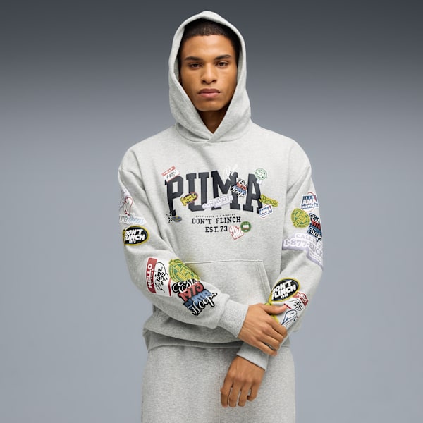 Sticker Pack Pullover Hoodie Men, Light Gray Heather, extralarge