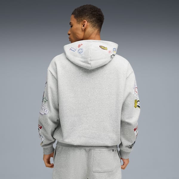 Sticker Pack Pullover Hoodie Men, Light Gray Heather, extralarge