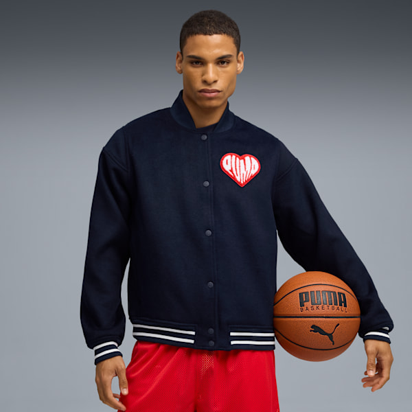 Chamarra HooperHotline Varsity para hombre, PUMA Navy, extralarge