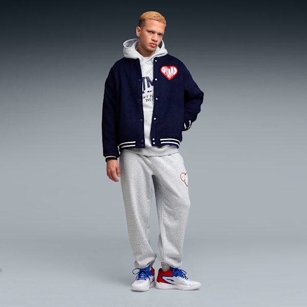 HOOPERS HOTLINE Men's Sticker Pack Varsity Jacket, PUMA Navy, extralarge-IND