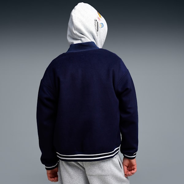 HOOPERS HOTLINE Men's Sticker Pack Varsity Jacket, PUMA Navy, extralarge-IND
