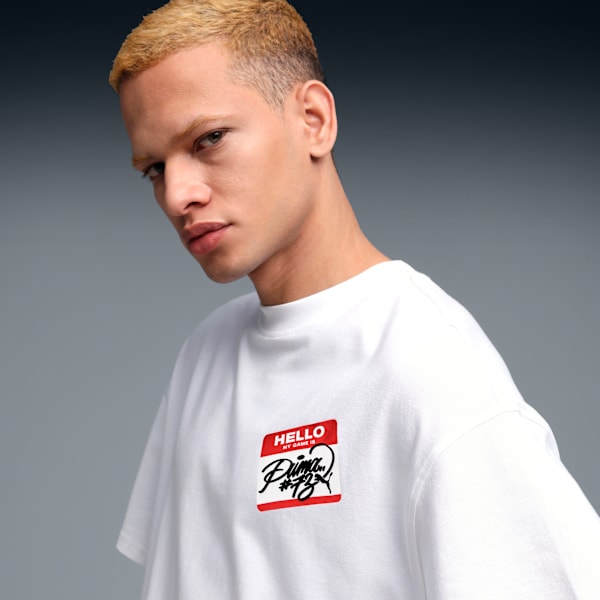 HOOPERS HOTLINE Men's Oversized Basketball Tee, PUMA White, extralarge-IND