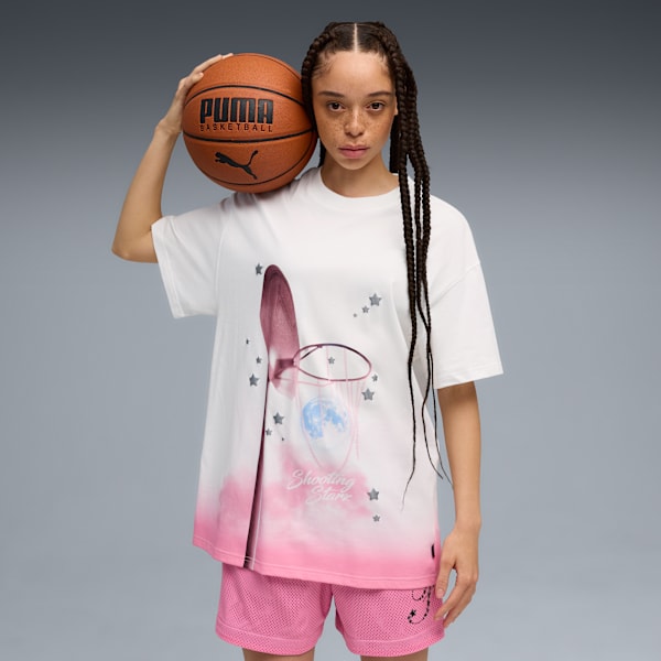 Shooting Stars Oversized Basketball Tee III, PUMA White, extralarge-IND