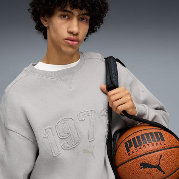 Sudadera de cuello redondo para basquetbol Hoopacalypse, Gray Echo, extralarge