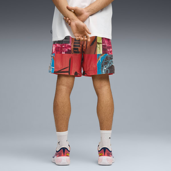 Shorts reversibles Hooptopia para hombre, PUMA Black-CMYK-AOP, extralarge