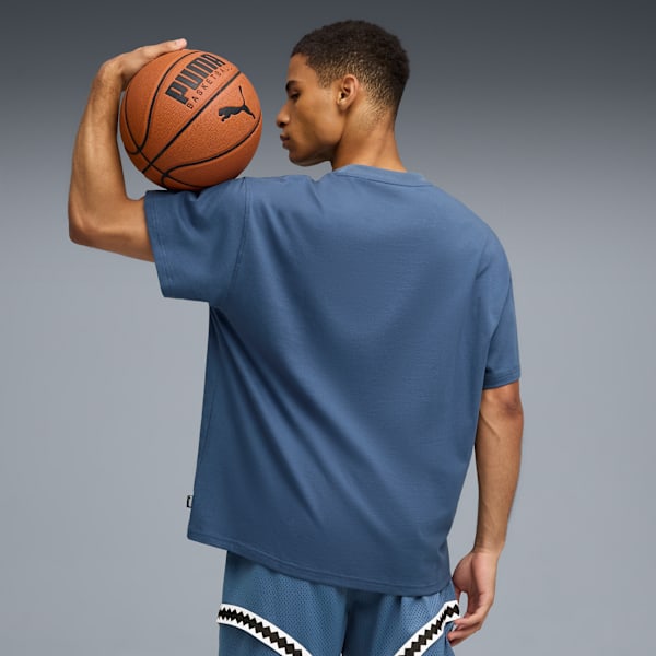Hooptopia Men's Oversized Basketball Tee, Dark Indigo, extralarge