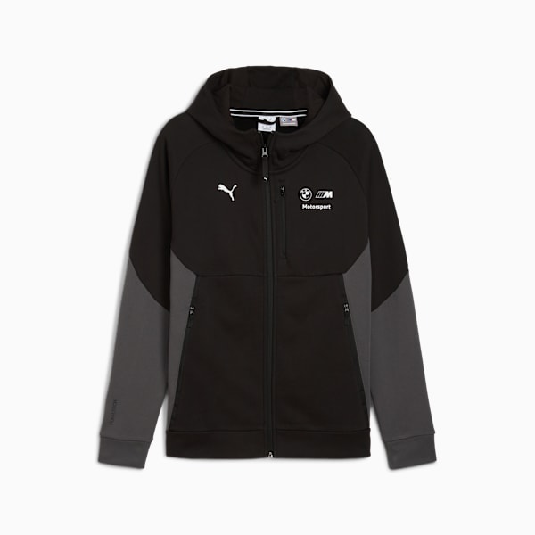 BMW M Motorsport PUMATECH Men's Full-Zip Hoodie, PUMA Black, extralarge-IND