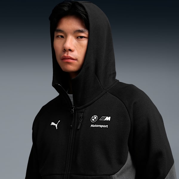 BMW M Motorsport PUMATECH Men's Full-Zip Hoodie, PUMA Black, extralarge-IND