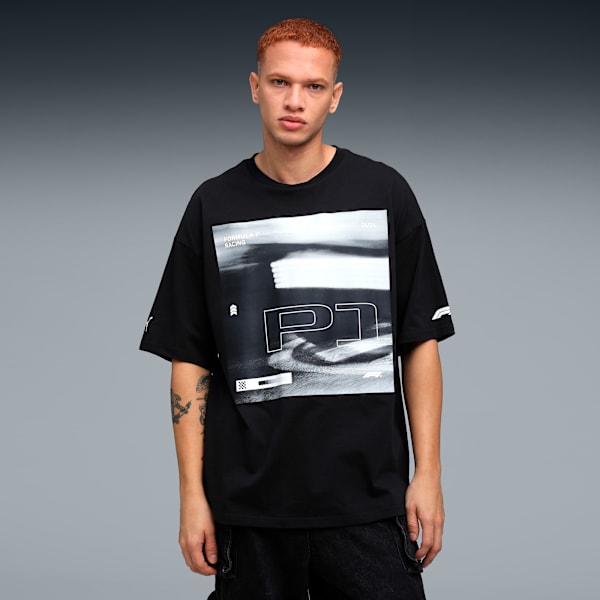 F1 Lifestyle Men's Oversized Racing T-shirt, PUMA Black, extralarge-IND