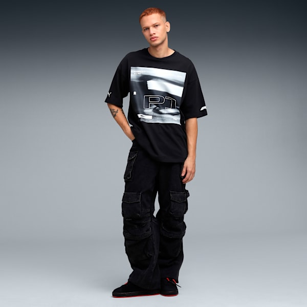 F1 Lifestyle Men's Oversized Racing T-shirt, PUMA Black, extralarge-IND